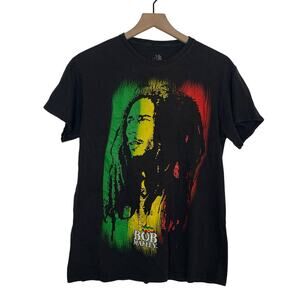 Bob Marley Band T-Shirt Men's Size Medium Black Rasta Reggae Music Artist Street
